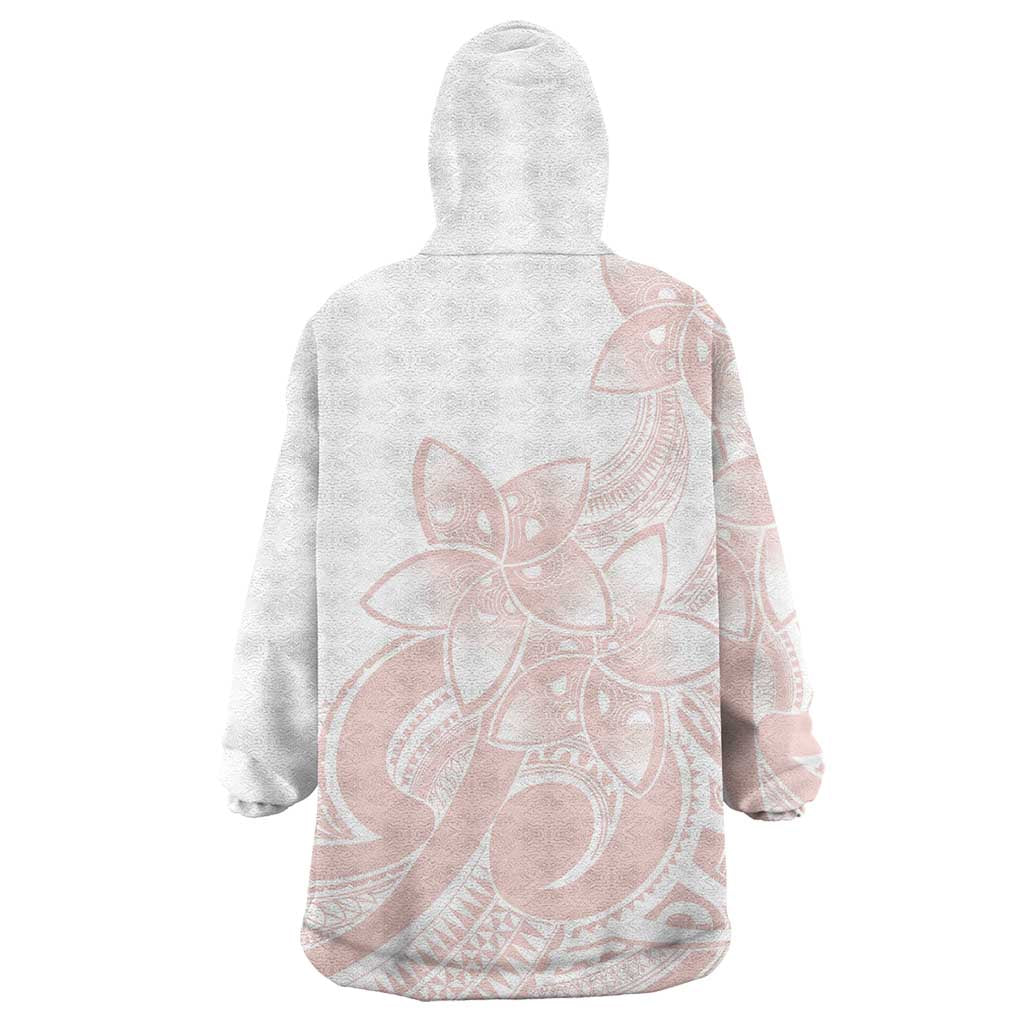 Polynesian Tribal Plumeria Lotu Tamaiti Wearable Blanket Hoodie Pastel Blush - Polynesian Pride