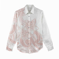 Polynesian Tribal Plumeria Lotu Tamaiti Women Casual Shirt Pastel Blush - Polynesian Pride