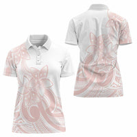 Polynesian Tribal Plumeria Lotu Tamaiti Women Polo Shirt Pastel Blush - Polynesian Pride