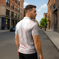 Polynesian Tribal Plumeria Lotu Tamaiti Zipper Polo Shirt Pastel Blush - Polynesian Pride
