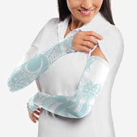 Polynesian Tribal Plumeria Lotu Tamaiti Arm Sleeves Pastel Cyan - Polynesian Pride