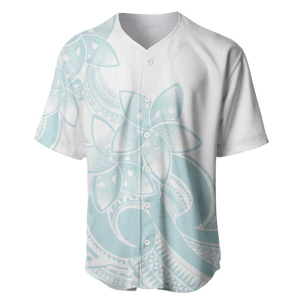 Polynesian Tribal Plumeria Lotu Tamaiti Baseball Jersey Pastel Cyan - Polynesian Pride