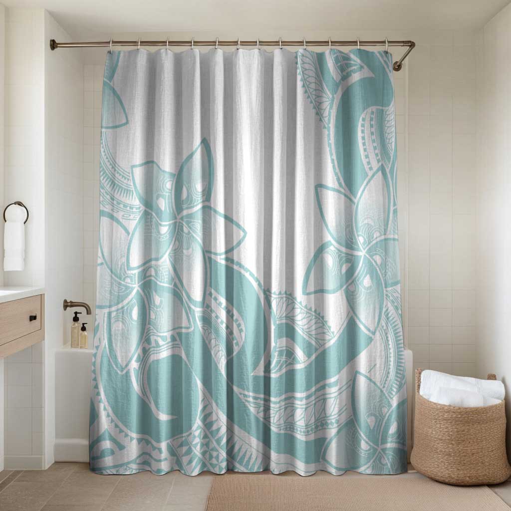 Polynesian Tribal Plumeria Lotu Tamaiti Bathroom Set Pastel Cyan - Polynesian Pride