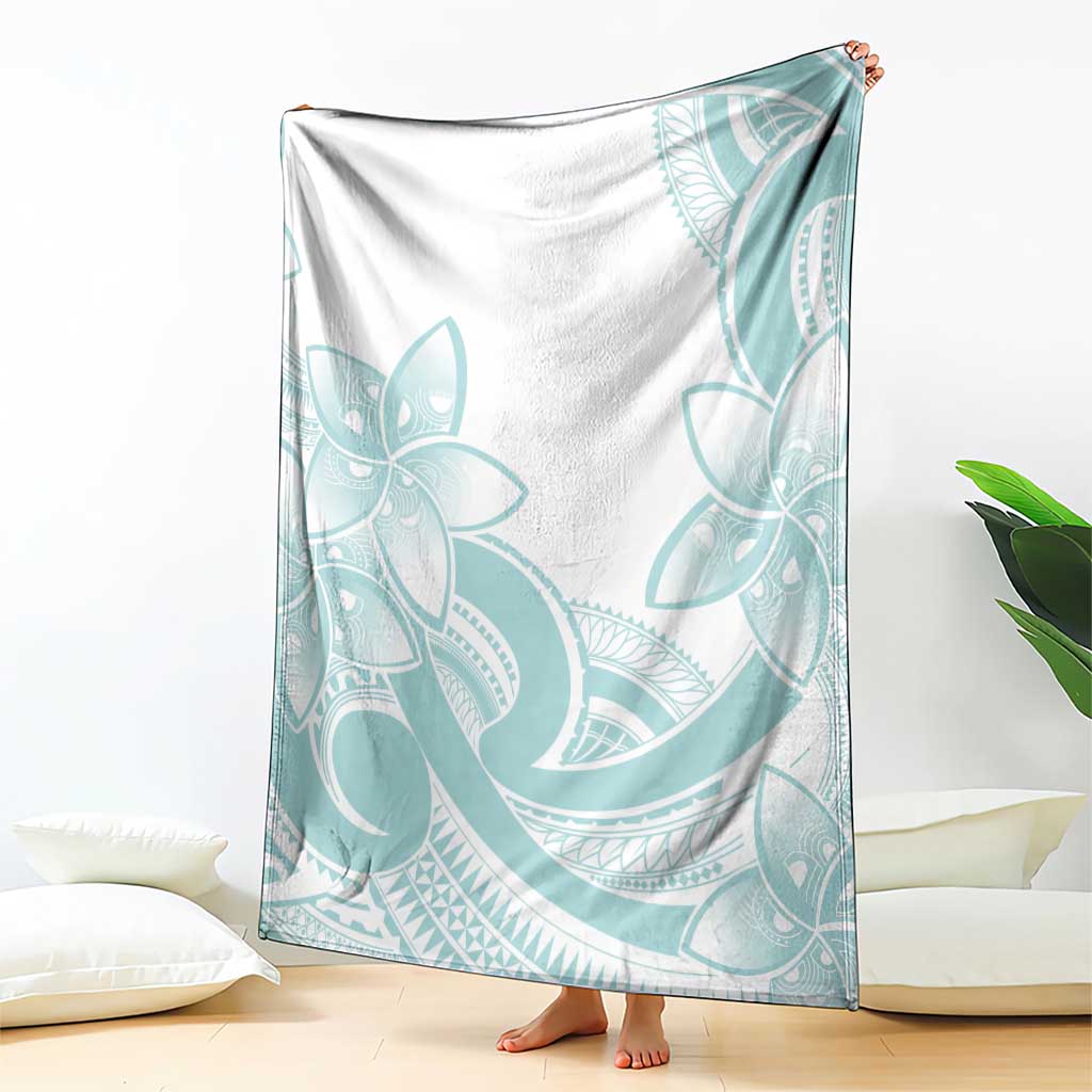 Polynesian Tribal Plumeria Lotu Tamaiti Blanket Pastel Cyan - Polynesian Pride