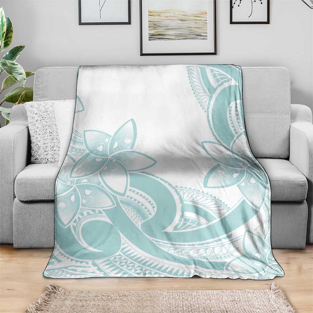 Polynesian Tribal Plumeria Lotu Tamaiti Blanket Pastel Cyan - Polynesian Pride