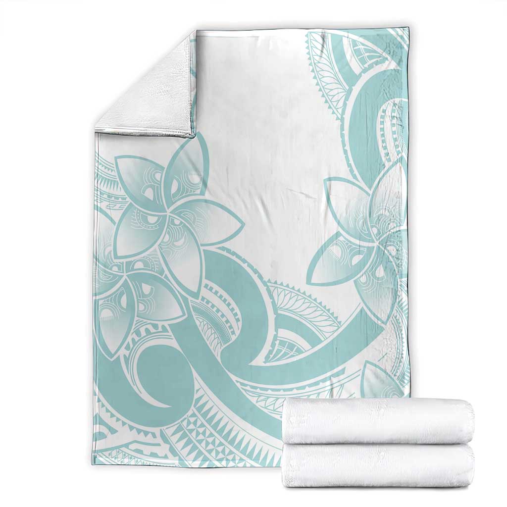 Polynesian Tribal Plumeria Lotu Tamaiti Blanket Pastel Cyan - Polynesian Pride