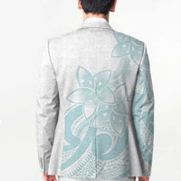 Polynesian Tribal Plumeria Lotu Tamaiti Blazer Pastel Cyan - Polynesian Pride
