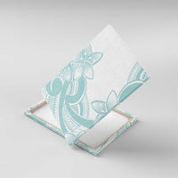 Polynesian Tribal Plumeria Lotu Tamaiti Canvas Wall Art Pastel Cyan - Polynesian Pride