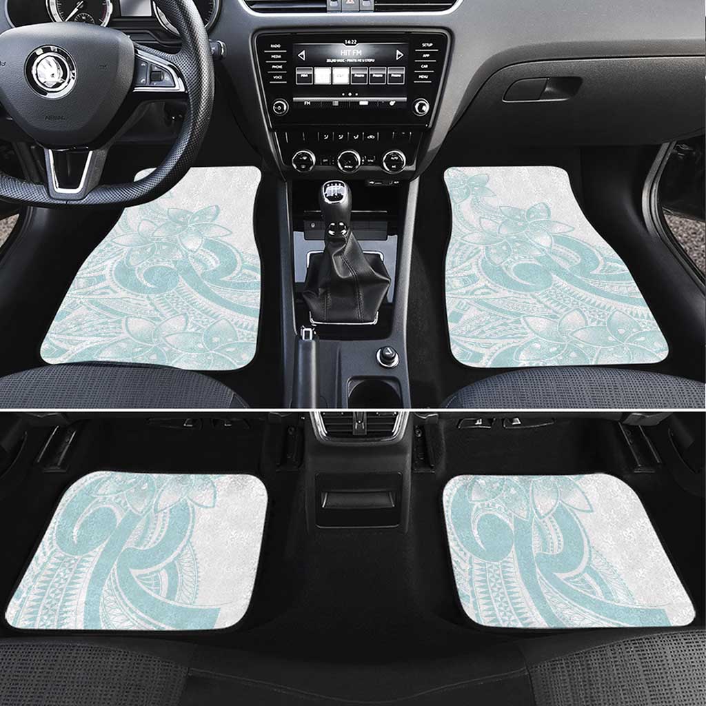Polynesian Tribal Plumeria Lotu Tamaiti Car Mats Pastel Cyan - Polynesian Pride