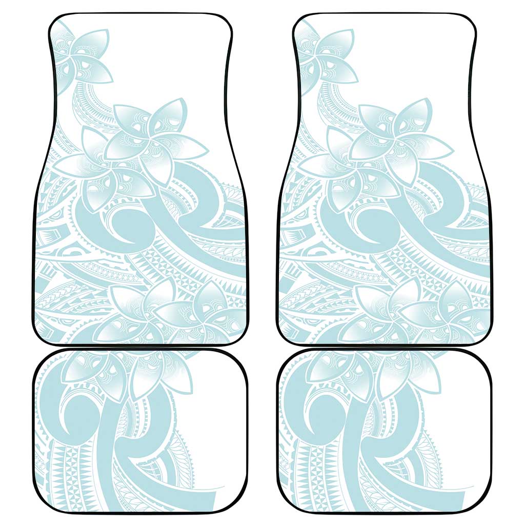 Polynesian Tribal Plumeria Lotu Tamaiti Car Mats Pastel Cyan - Polynesian Pride
