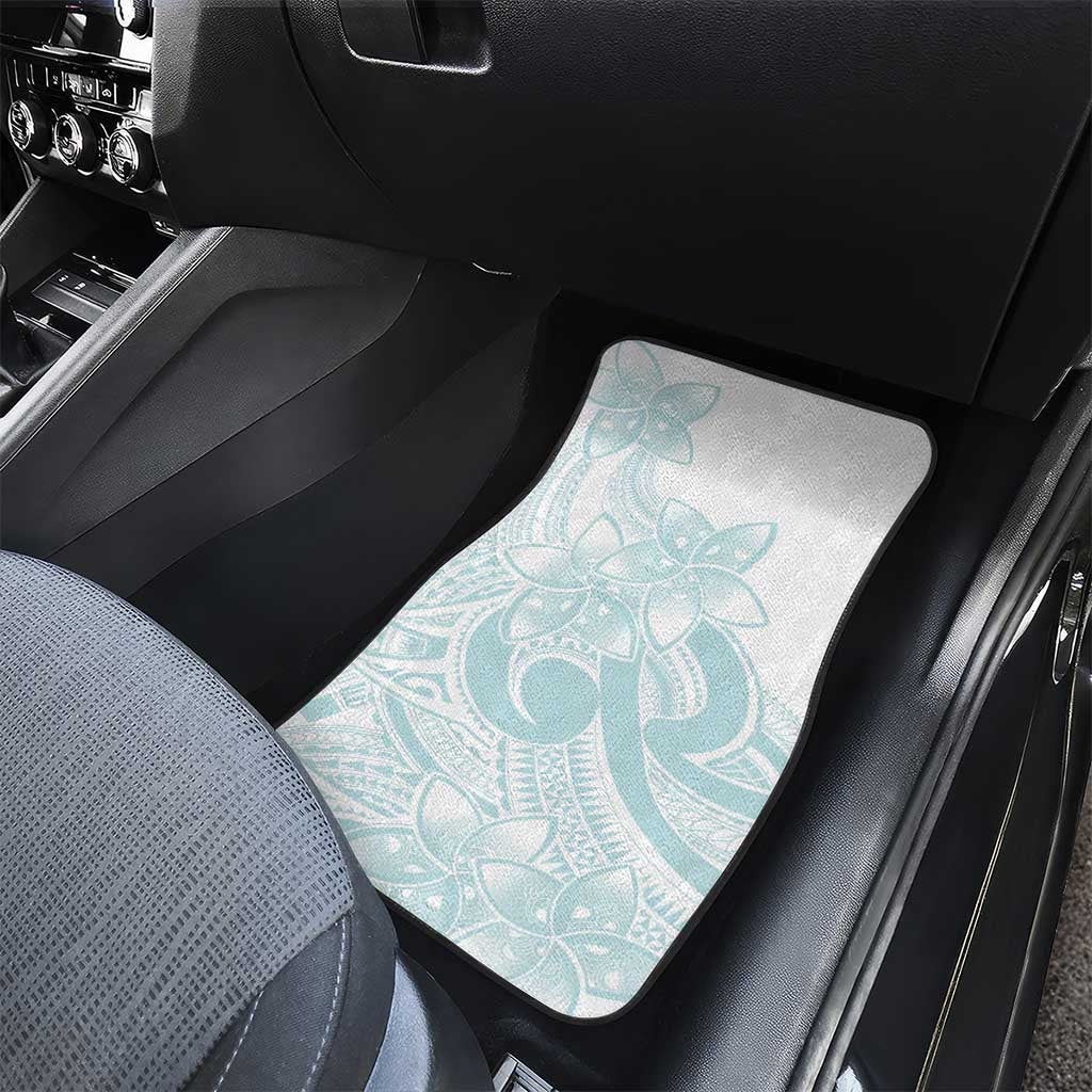 Polynesian Tribal Plumeria Lotu Tamaiti Car Mats Pastel Cyan - Polynesian Pride