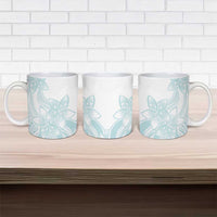Polynesian Tribal Plumeria Lotu Tamaiti Ceramic Mug Pastel Cyan - Polynesian Pride