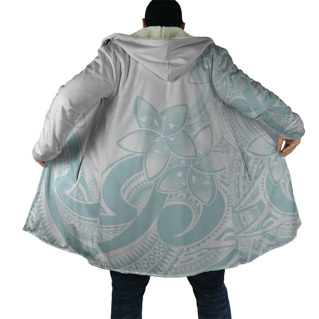 Polynesian Tribal Plumeria Lotu Tamaiti Cloak Pastel Cyan - Polynesian Pride