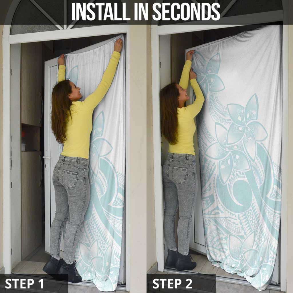 Polynesian Tribal Plumeria Lotu Tamaiti Door Cover Pastel Cyan - Polynesian Pride