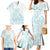 Polynesian Tribal Plumeria Lotu Tamaiti Family Matching Mermaid Dress and Hawaiian Shirt Pastel Cyan - Polynesian Pride