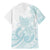 Polynesian Tribal Plumeria Lotu Tamaiti Family Matching Mermaid Dress and Hawaiian Shirt Pastel Cyan - Polynesian Pride