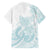 Polynesian Tribal Plumeria Lotu Tamaiti Family Matching Short Sleeve Bodycon Dress and Hawaiian Shirt Pastel Cyan - Polynesian Pride