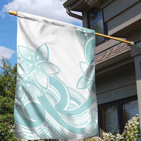 Polynesian Tribal Plumeria Lotu Tamaiti Garden Flag Pastel Cyan - Polynesian Pride
