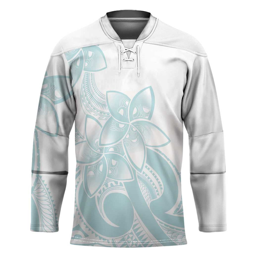 Polynesian Tribal Plumeria Lotu Tamaiti Hockey Jersey Pastel Cyan - Polynesian Pride