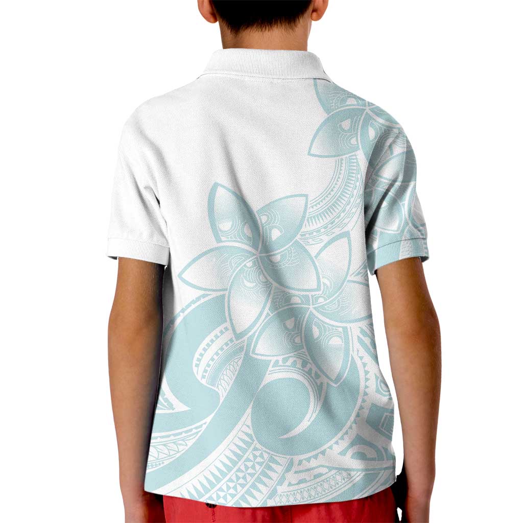 Polynesian Tribal Plumeria Lotu Tamaiti Kid Polo Shirt Pastel Cyan - Polynesian Pride
