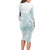 Polynesian Tribal Plumeria Lotu Tamaiti Long Sleeve Bodycon Dress Pastel Cyan - Polynesian Pride