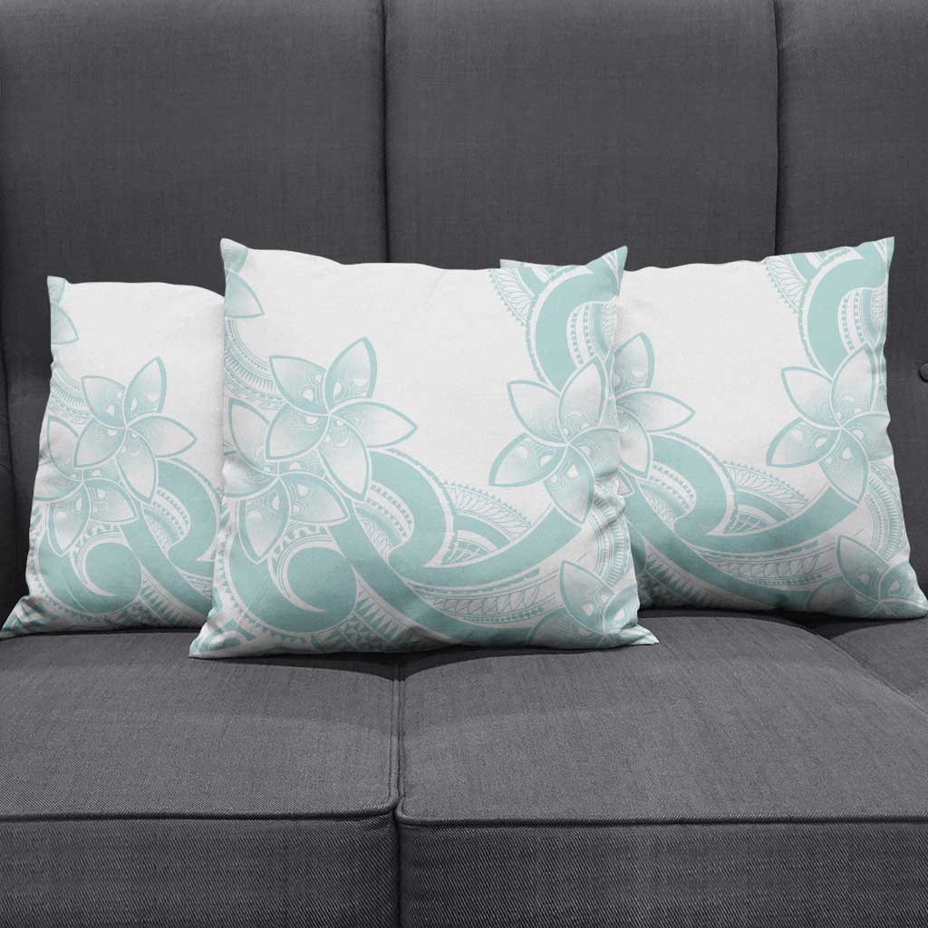 Polynesian Tribal Plumeria Lotu Tamaiti Pillow Cover Pastel Cyan - Polynesian Pride