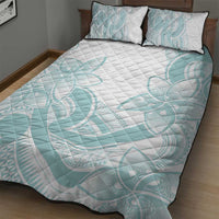 Polynesian Tribal Plumeria Lotu Tamaiti Quilt Bed Set Pastel Cyan - Polynesian Pride