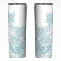 Polynesian Tribal Plumeria Lotu Tamaiti Skinny Tumbler Pastel Cyan - Polynesian Pride