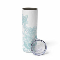 Polynesian Tribal Plumeria Lotu Tamaiti Skinny Tumbler Pastel Cyan - Polynesian Pride