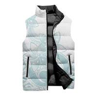 Polynesian Tribal Plumeria Lotu Tamaiti Sleeveless Puffer Jacket Pastel Cyan - Polynesian Pride