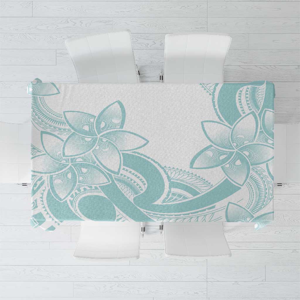 Polynesian Tribal Plumeria Lotu Tamaiti Tablecloth Pastel Cyan - Polynesian Pride