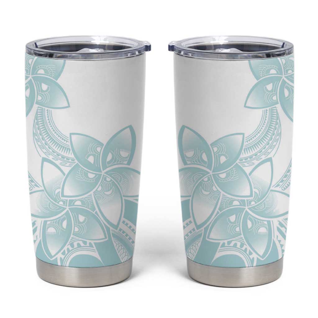 Polynesian Tribal Plumeria Lotu Tamaiti Tumbler Cup Pastel Cyan - Polynesian Pride