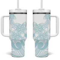 Polynesian Tribal Plumeria Lotu Tamaiti Tumbler With Handle Pastel Cyan - Polynesian Pride
