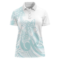 Polynesian Tribal Plumeria Lotu Tamaiti Women Polo Shirt Pastel Cyan LT9 Female Cyan - Polynesian Pride