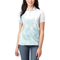 Polynesian Tribal Plumeria Lotu Tamaiti Women Polo Shirt Pastel Cyan LT9 - Polynesian Pride
