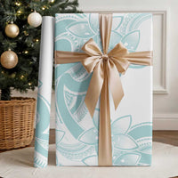 Polynesian Tribal Plumeria Lotu Tamaiti Wrapping Paper Pastel Cyan LT9 - Polynesian Pride
