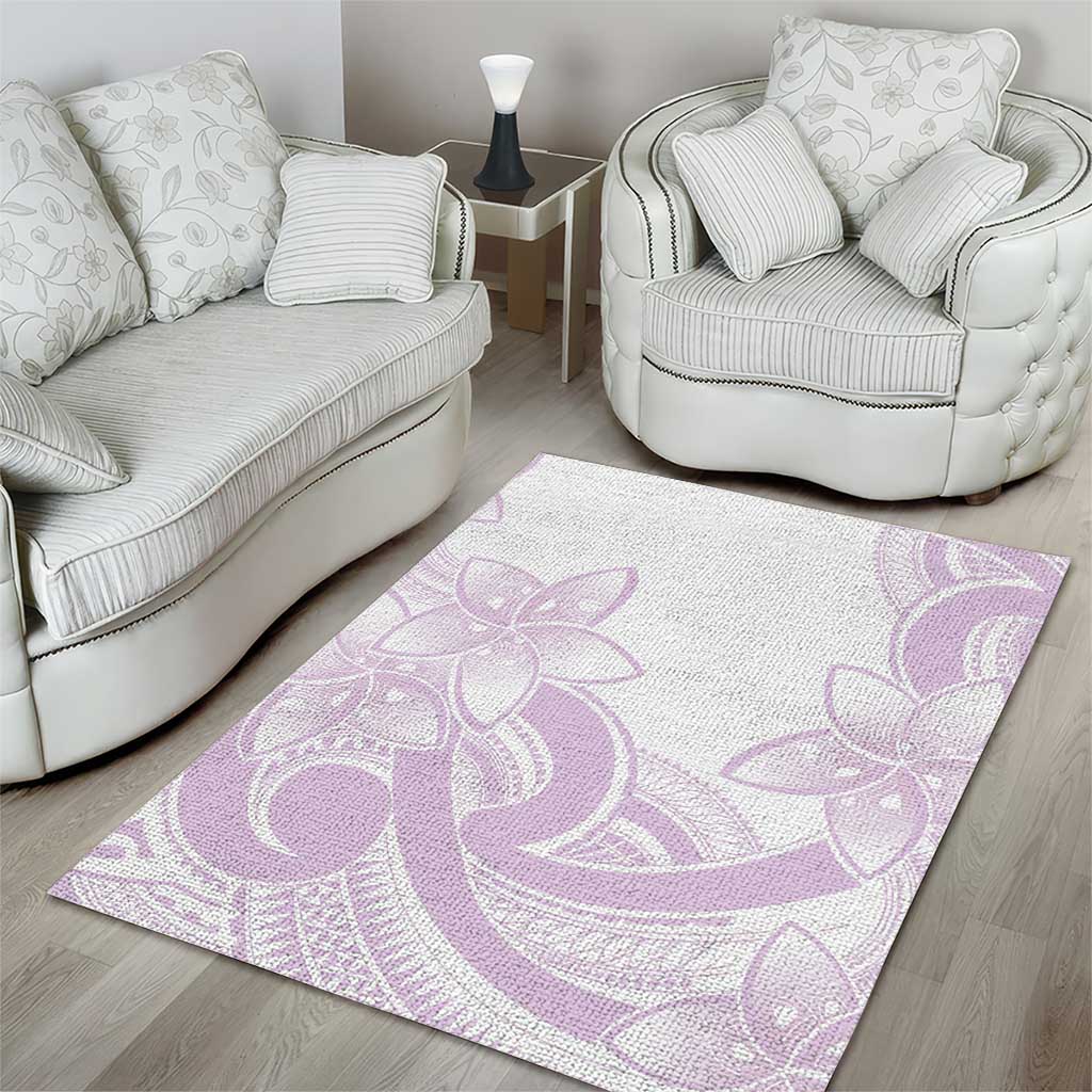 Polynesian Tribal Plumeria Lotu Tamaiti Area Rug Pastel Mauve - Polynesian Pride