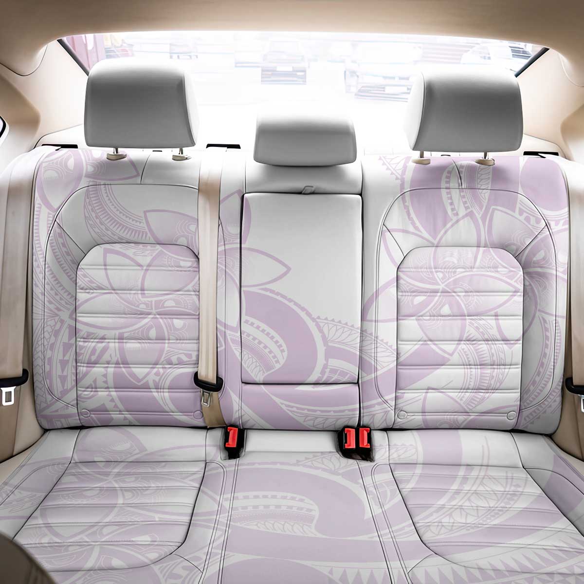Polynesian Tribal Plumeria Lotu Tamaiti Back Car Seat Cover Pastel Mauve - Polynesian Pride