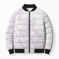 Polynesian Tribal Plumeria Lotu Tamaiti Bomber Puffer Jacket Pastel Mauve - Polynesian Pride
