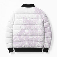 Polynesian Tribal Plumeria Lotu Tamaiti Bomber Puffer Jacket Pastel Mauve - Polynesian Pride