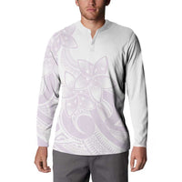 Polynesian Tribal Plumeria Lotu Tamaiti Button Sweatshirt Pastel Mauve - Polynesian Pride