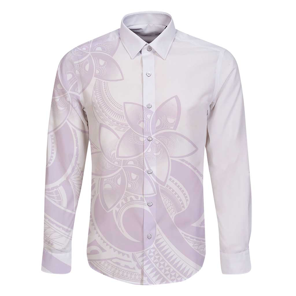 Polynesian Tribal Plumeria Lotu Tamaiti Family Matching Mermaid Dress and Hawaiian Shirt Pastel Mauve LT9 Dad's Shirt - Long Sleeve Mauve - Polynesian Pride