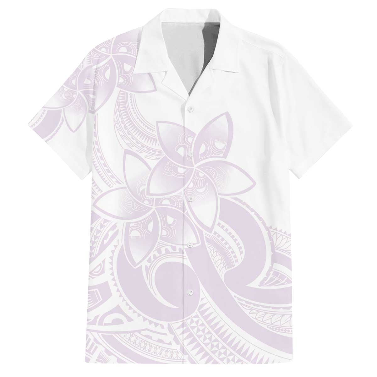 Polynesian Tribal Plumeria Lotu Tamaiti Family Matching Off The Shoulder Long Sleeve Dress and Hawaiian Shirt Pastel Mauve - Polynesian Pride