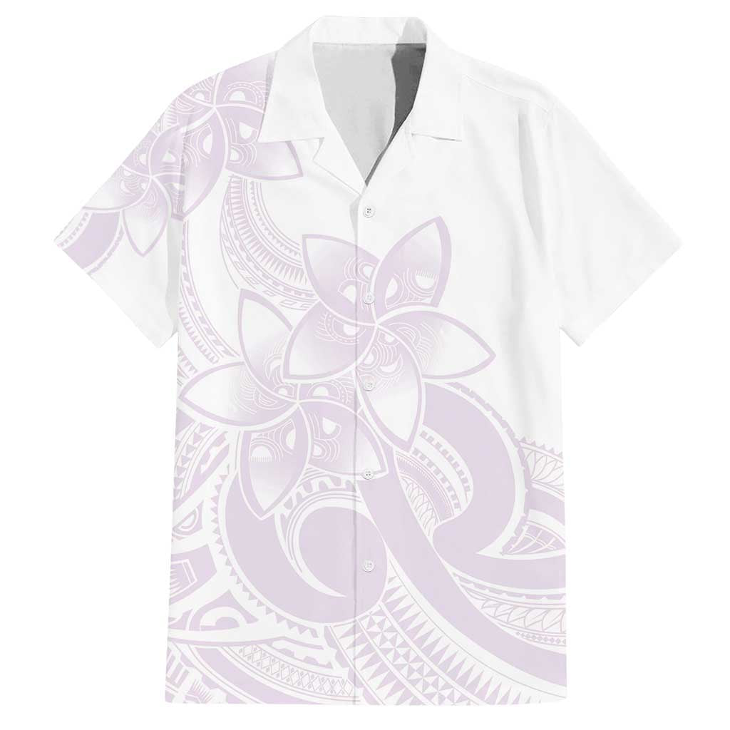 Polynesian Tribal Plumeria Lotu Tamaiti Family Matching Off Shoulder Short Dress and Hawaiian Shirt Pastel Mauve - Polynesian Pride