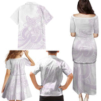 Polynesian Tribal Plumeria Lotu Tamaiti Family Matching Puletasi and Hawaiian Shirt Pastel Mauve - Polynesian Pride