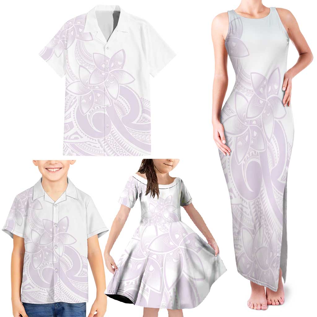 Polynesian Tribal Plumeria Lotu Tamaiti Family Matching Tank Maxi Dress and Hawaiian Shirt Pastel Mauve - Polynesian Pride