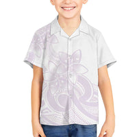 Polynesian Tribal Plumeria Lotu Tamaiti Kid Hawaiian Shirt Pastel Mauve - Polynesian Pride