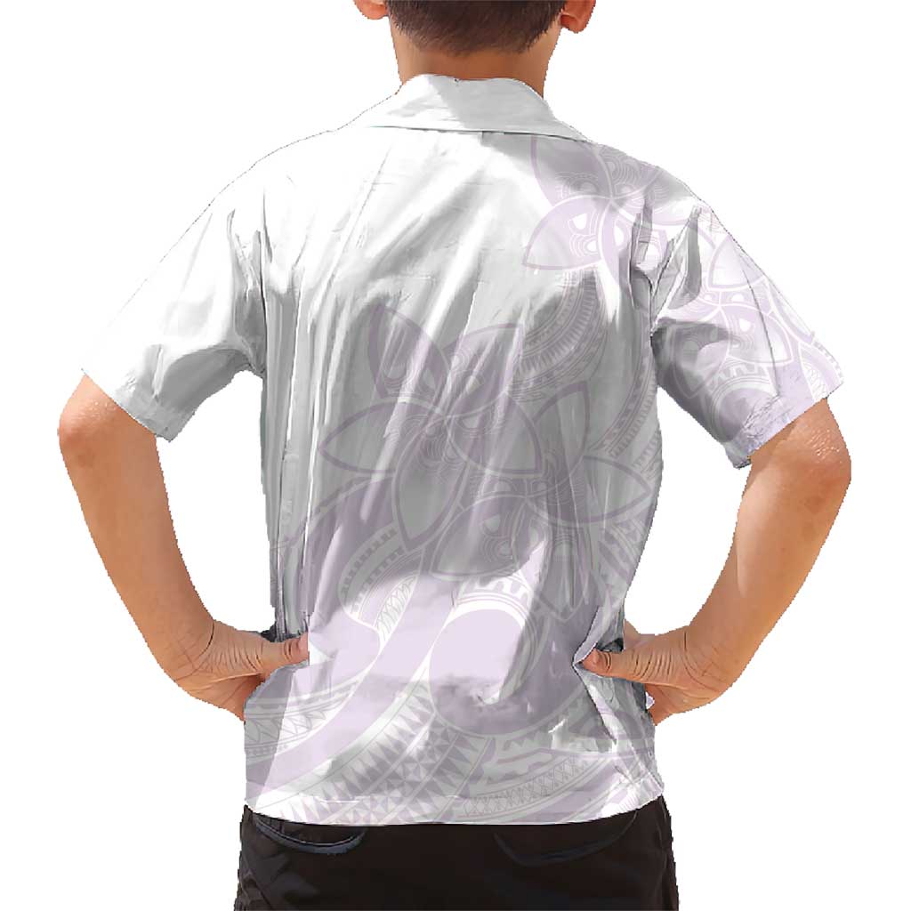 Polynesian Tribal Plumeria Lotu Tamaiti Kid Hawaiian Shirt Pastel Mauve - Polynesian Pride