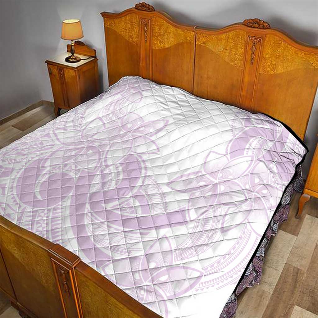 Polynesian Tribal Plumeria Lotu Tamaiti Quilt Pastel Mauve - Polynesian Pride