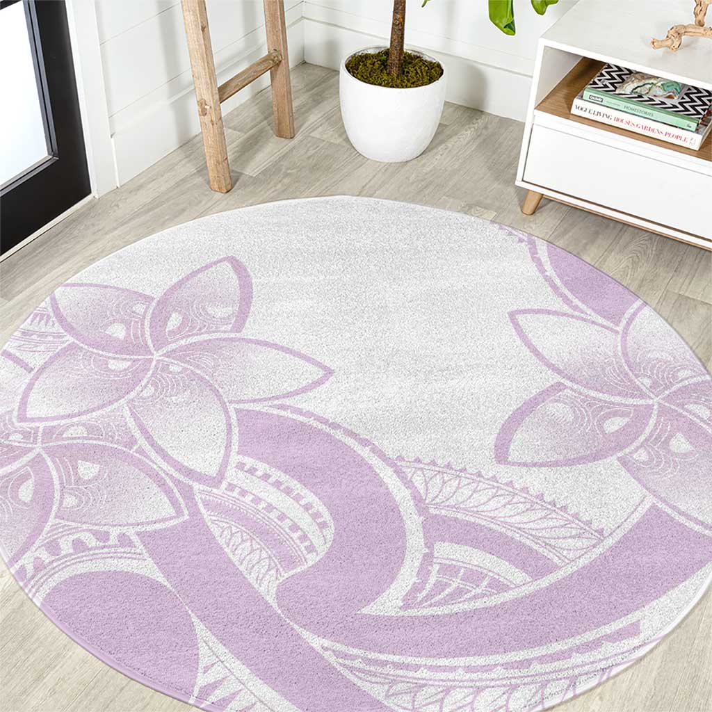 Polynesian Tribal Plumeria Lotu Tamaiti Round Carpet Pastel Mauve - Polynesian Pride